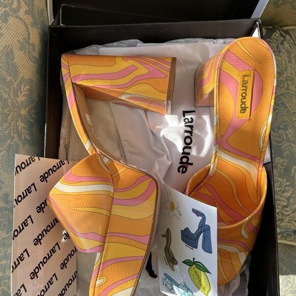 Larroude Shoes - Larroude Dolly Mule Patent Wave Sun Color